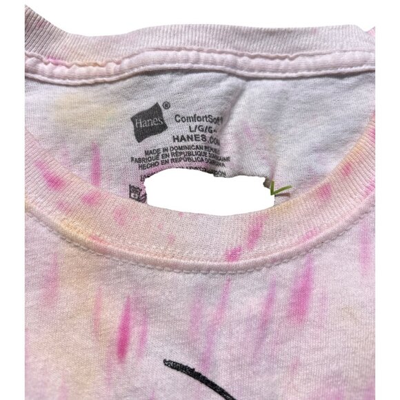 Handmade Tie-Dye Face Line Art Graphic Cropped T-Shirt With Open Back Lace-Up De - Picture 3 of 5